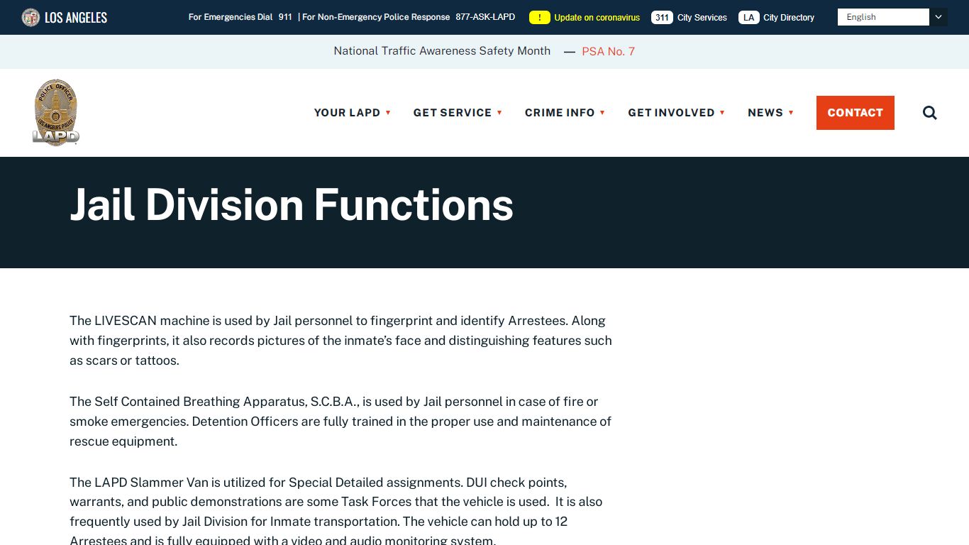 Jail Division Functions - LAPD Online